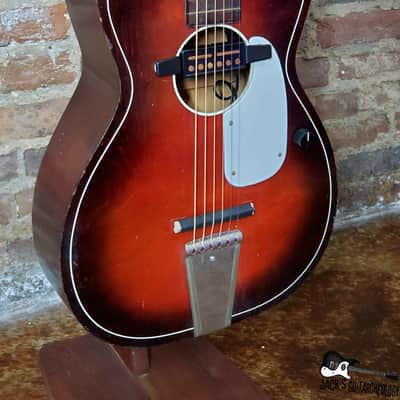 Five Star/Harmony Stella Parlor Acoustic Guitar w/ Goldfoil Pickup & Rubber Bridge (1960s, Redburst) image 5