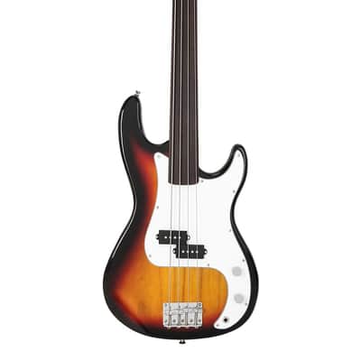 Glarry Fretless Electric Bass Guitar Full Size 4 String for experienced Bass Players Cord Wrench Tool Sunset Color image 17