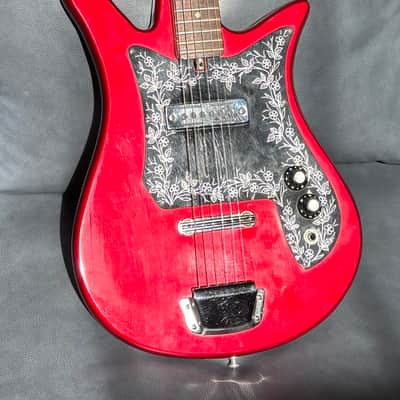 1960s Teisco Del Rey Tulip Vintage MIJ Electric Guitar Red Floral Pickguard image 1