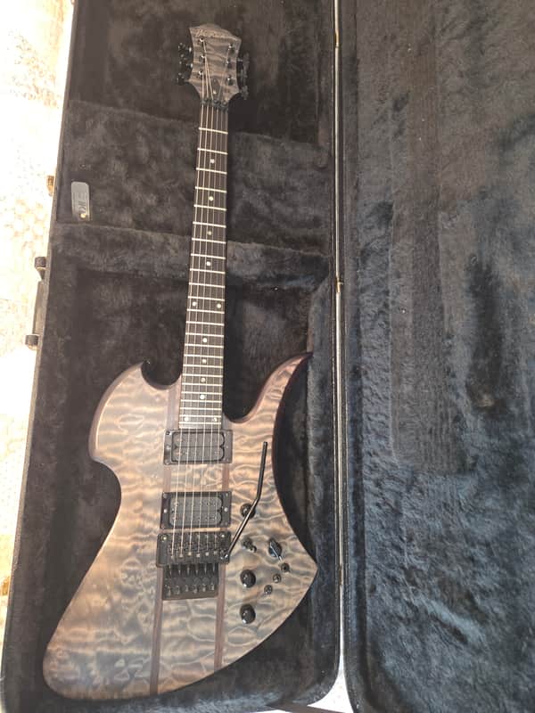 B.C. Rich Rare x09 serial Mockingbird Late 90s-early 2000s - Satin Black trans quilted maple image 1