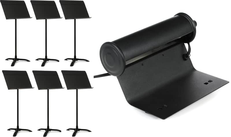 Manhasset Model 48 Symphony Music Stand 6-pack - Black Bundle with Manhasset M57 - Model# 1000 image 1