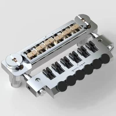 Vintage Chrome Guitar TP6 Tailpiece with Brass Tune O Matic Bridge image 3