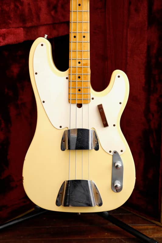 Aria T P-Bass Style Bass Guitar Vintage White Made In Japan Pre-Owned image 1