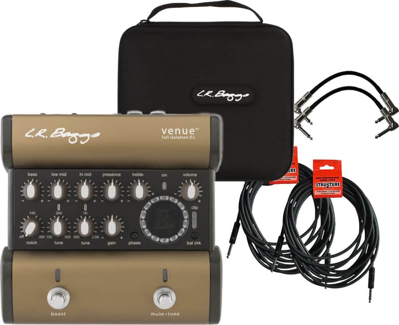 LR Baggs Venue DI Direct Box Footpedal Tuner w/ 4 Cables image 1