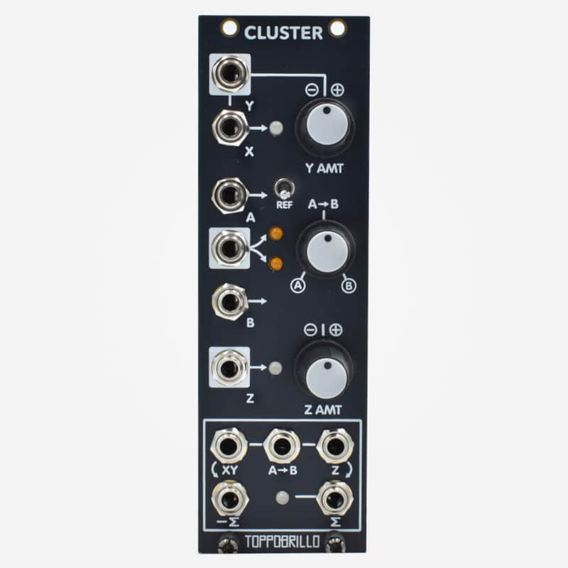 Toppobrillo CLUSTER (Black) Eurorack Mixer Bipolar VCA and Attenuator Offset Voltage Processor Module image 1