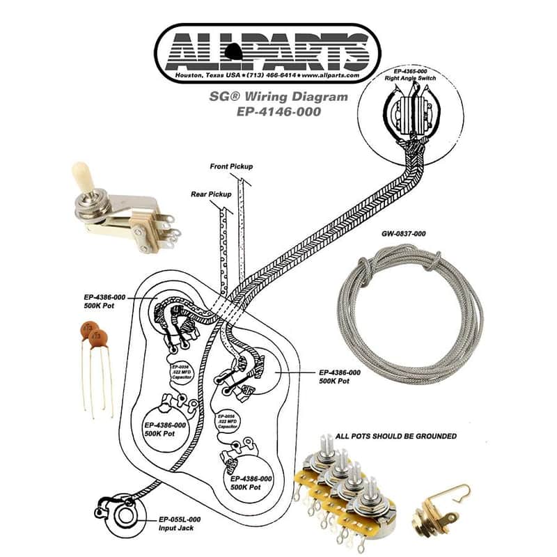 Allparts Wiring Kit For Gibson SG Guitars, #EP-4146-000 image 1