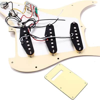 Prewired Loaded Pickguard, Pickguard Guitar 3-Ply SSS Prewired Loaded Pickguard with Alnico V Pickups Kit Humbucker Pickups for Stratocaster/Strat Electric Guitars Replacement Parts (101A) image 8