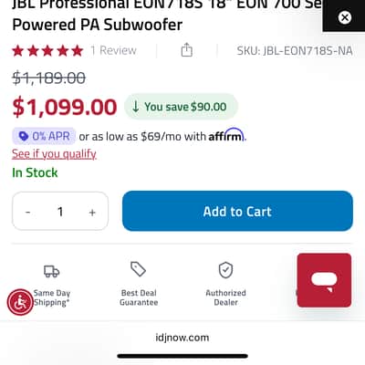 JBL EON718S 1500-Watt Powered Subwoofer 2021 - Present - Black image 4