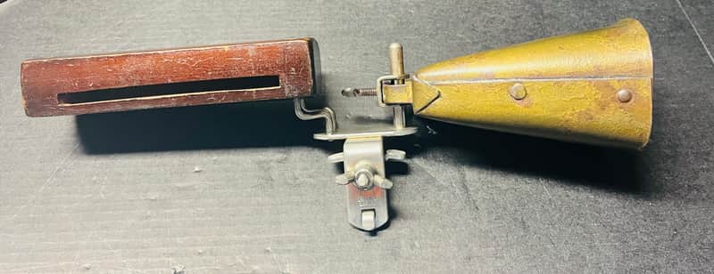 Vintage WFL (Ludwig) Chicago Cowbell & Wood Block With Stamped Nickel Holder (Shiny & Clean) 40’s - 50’s image 1