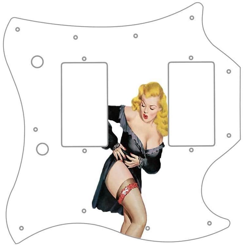 SG Standard Pickguard Custom Gibson Graphical Guitar Pin Up Black Negligee White image 1