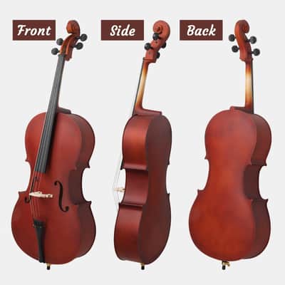 New 4/4 Professional Matt Wood Color Cello +Bag+Bow+Rosin+Bridge for Beginner image 3