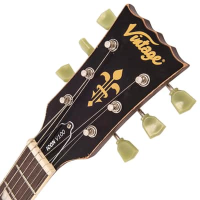 Vintage V100 ICON Electric Guitar ~ Distressed Tobacco Sunburst (V100MRTSB) image 8