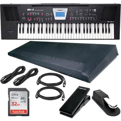 Roland BK-3 Backing Keyboard (Black), Dust Cover, Sustain Pedal, Nektar NX-P, (2) 1/4 Cables, (2) Midi Cables, 32GB USB SanDisk Bundle