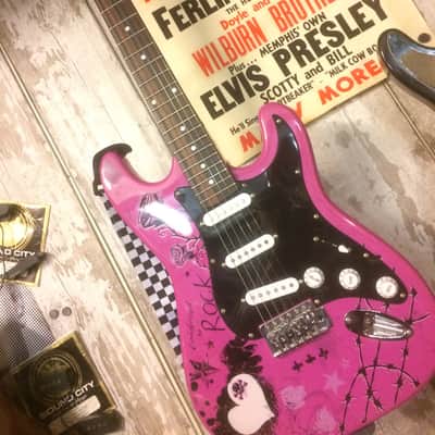 Jaxville ST1PPPK Pink Stratocaster Style Guitar SSS Set-up image 4