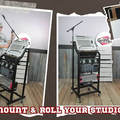 Griffin Rackmount Stand Cart and Adjustable Top Mixer Platform Rack Mount 25U - Rolling Holder for Music Studio Pro Audio Recording Cabinet Stage Equipment DJ PA Gear Display for Amplifiers, Effects image 9