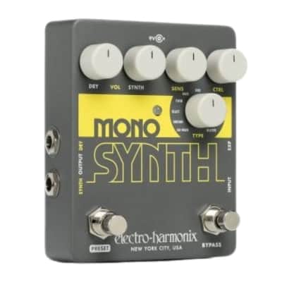 Electro Harmonix Guitar Mono Synthesizer Effects Pedal with Dry Volume Knob, Control Knob, Bypass Footswitch and Status LED image 1