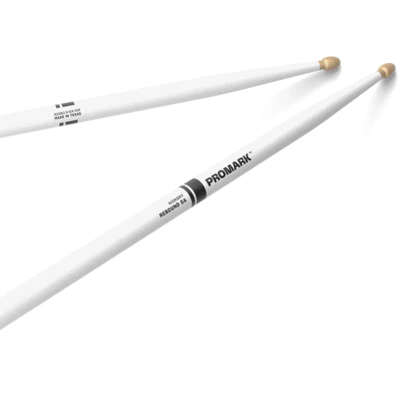 Promark Rebound 5A Painted Acorn Wood Tip Drumsticks - White image 1