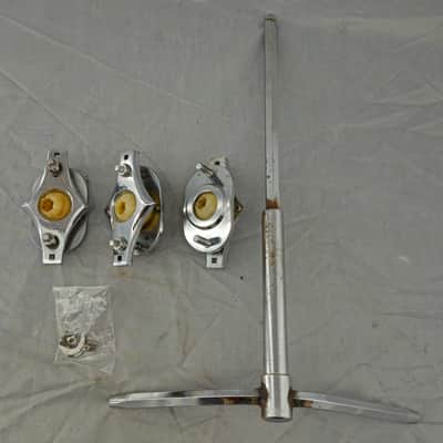 Fibes Uniball Tom Mount Holders WIth Double Tom Bass Drum Mount 1970s - Chrome image 1