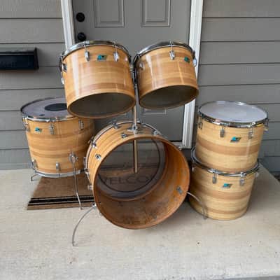 1970’s Ludwig Butcher Block Concert Tom Drum Set 13/14/15/16/18/22 image 2