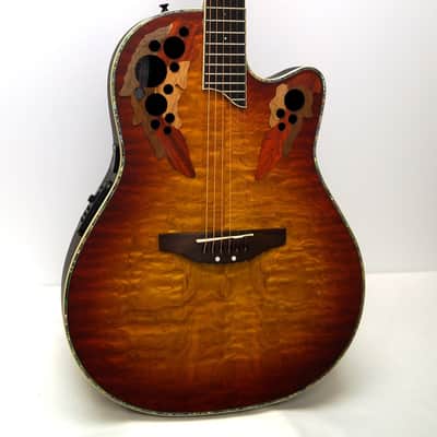 Ovation Celebrity Deluxe CC44-CTBFA Mid-Depth Acoustic-Electric Guitar - Cherry Figured Ash image 2