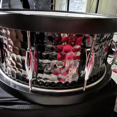 Gretsch S1-6514WH-BSH Full Range Series Hammered Steel 6.5x14" Snare Drum with Wood Hoops 2012 - Present - Hammered Black Nickel Over Steel image 1