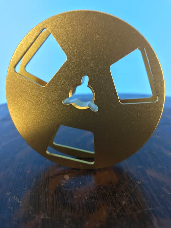 Burlington Recording 1/4" x 2.5" Heavy Duty GOLD Trident Metal Reel in Gold Box -3 Windage Holes image 1