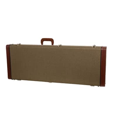 Crossrock Master Series - Wooden Jazzmaster/Jaguar Style Electric Guitar Case - Security Lock, Genuine Leather Handle, Reinforced Hardware, Metal Feet, Storage Space- Olive Green Tweed image 7