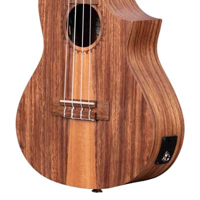 Kala KA-TK-C-CE Teak Tri-Top Concert Acoustic-Electric Ukulele w/ Gig Bag image 4