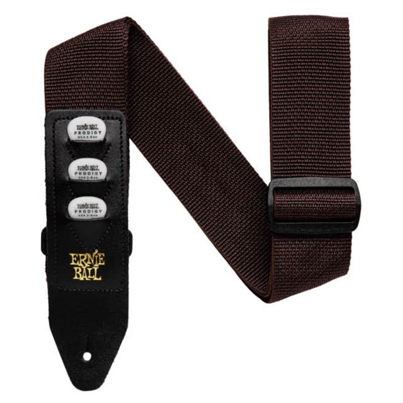 Brown Polypro Pickholder Strap Extended Leather Ends w/Three Pickholding Sheaths* image 1