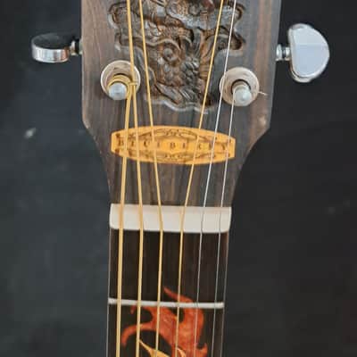 Blueberry Handmade Acoustic Guitar Grand Concert Dragon Motif image 7
