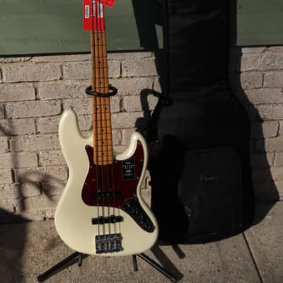 New Fender Player Plus Jazz Bass with New Fender Gig Bag Olympic Pearl White image 1