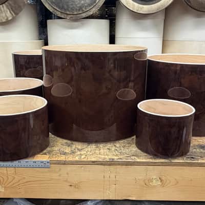 WALNUT BURL and Maple 6 ply core Drum Shell 7 pcs set - Clear gloss polished BEST OFFERS ACCEPTED! image 9