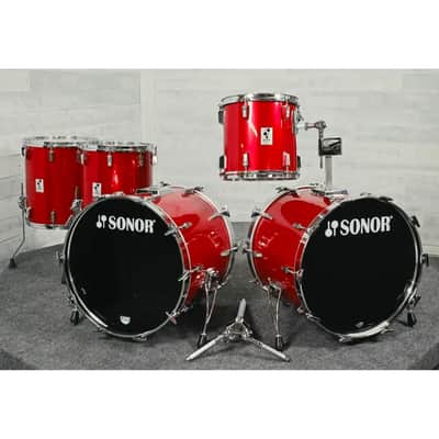 Used Vintage Sonor Phonic Plus 5pc Drum Set Candy Apple Red - Very Good image 1