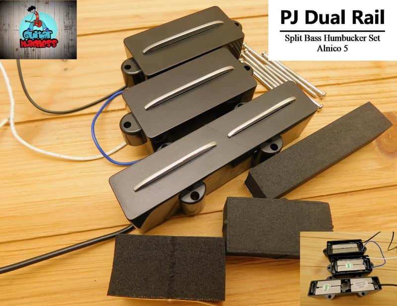 G.M. Split Coil PJ Bass Rail pickups Alnico 5 image 1