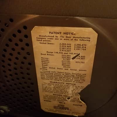 Gray Audograph soft vinyl recording cutting lathe dictating dictation machine, Case & microphone 1949 - Brown wrinkle paint image 20