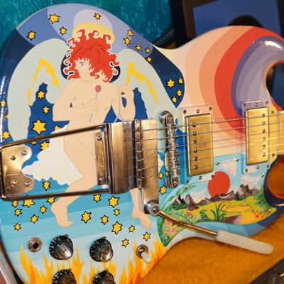 Vintage Gibson 1965 SG Standard Hand Painted Fool with autographed Eric Clapton Cream record usa 60s image 6