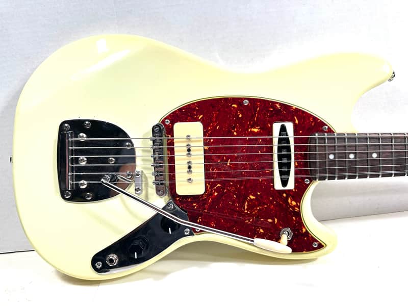 Awesomesauceguitars short scale mustang with 7 strings and a vintage Teisco pickup The Janglecaster 2026 - Olympic white image 1
