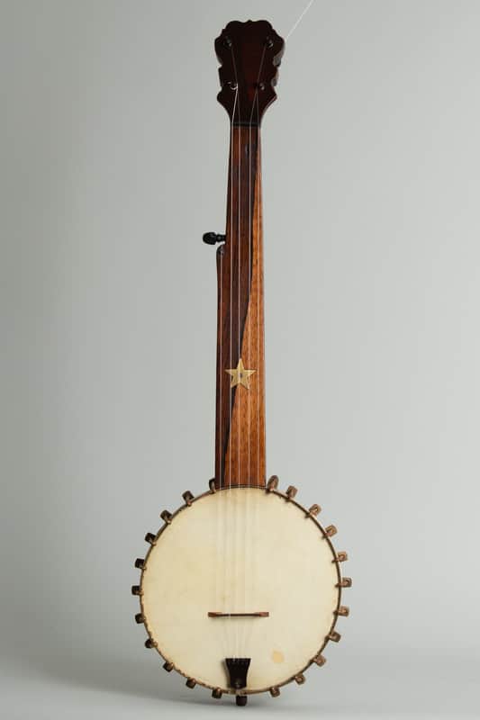 H.E. Bailey  5 String Fretless Banjo (1881), original brown coffin case. image 1