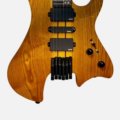 Bootlegger Guitar Gen 2 Absinthe Headless Fixed Bridge 2022 Honey Clear Gloss EMG Coil Split Case image 4