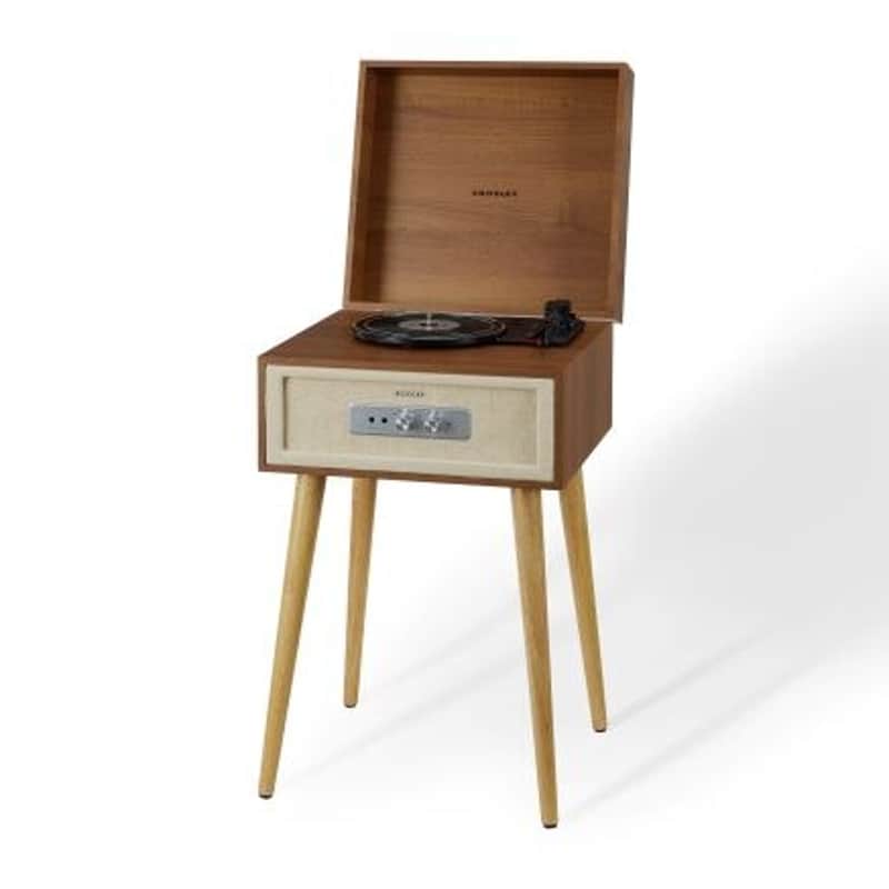 Crosley Rohe Record Player with 3-Speed Bluetooth in/Out Vinyl Record Player Turntable with Built-in Speakers and Detachable Legs - Natural image 1