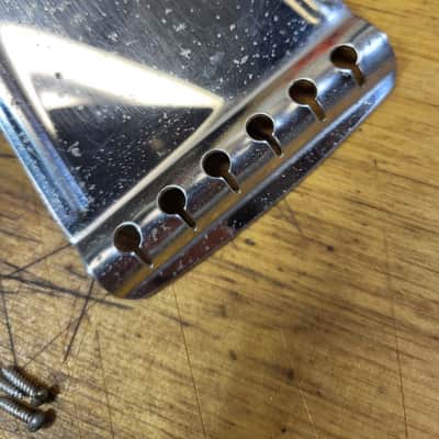 Vintage 1965 Harmony Sears and Roebuck Airline Silvertone Stella Guitar Tailpiece with Installaition Screws Luthier Parts image 4