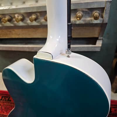1964 Gretsch 6118 Double Anniversary Two tone Refin Turquoise/ White Silver image 12