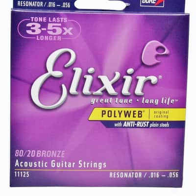 Elixir 11125 Polyweb 80/20 Bronze Resonator Acoustic Guitar Strings (16-58)