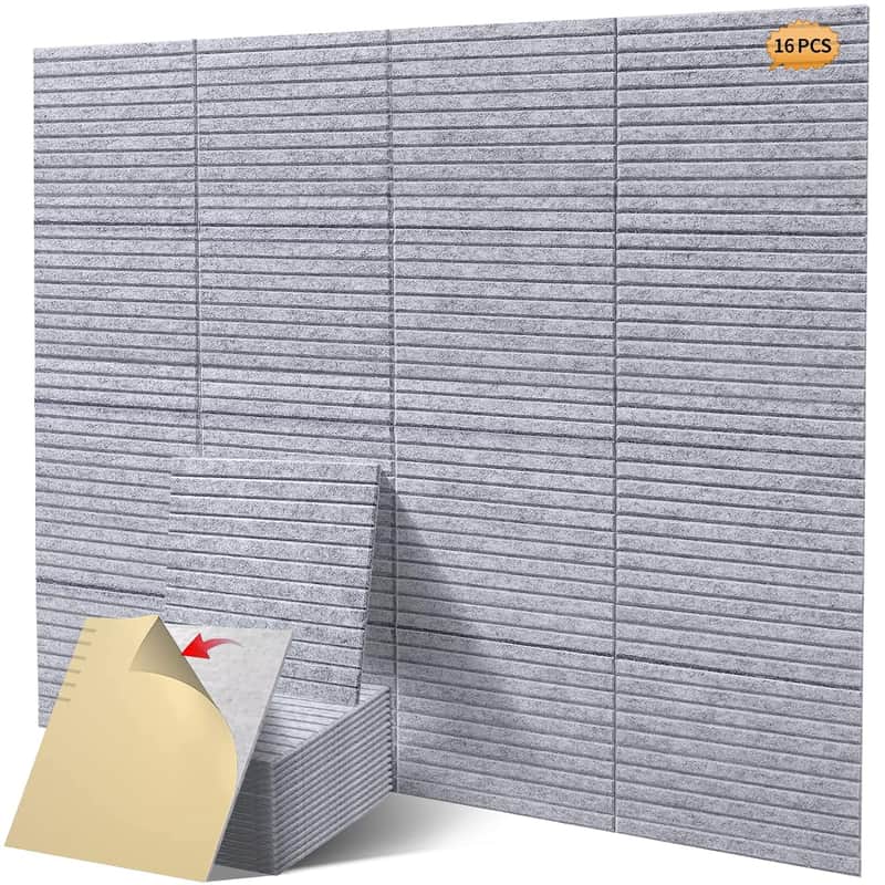 16 Pcs Pro Grade Soundproof Wall Panels,Acoustic Panels,Premium Sound Panels,Better Than Foam,Wedge Design,With Adhesive On Back,For Acoustical Treatments/Professional Studio,12×12×0.4 In(Light Grey) image 1