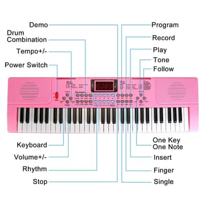 Cxxss 61 Keys Digital Music Electronic Keyboard Electric Musical Piano Instrument Kids Learning Keyboard w/ Stand Microphone-Black image 9