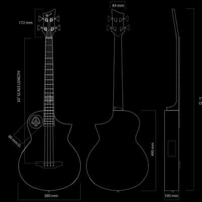 Lindo Neptune Short Scale (30") V2 Electro Acoustic Bass Guitar and Padded Gigbag Matte Black | Luminlays | Unique Bracing for Incredible Tone | Mother-of-Pearl 12th Fret Planet Inlay image 9