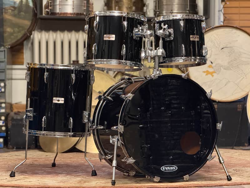 1986 Yamaha 8000 Tour Custom Piano Black Lacquer 12/13/16/22 Drum Kit image 1