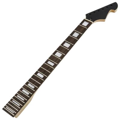 Electric Guitar Neck Replacement 24 Fret 25.5 Inch Maple Rosewood Fingerboard with Trapezoid Inlay Bolt on image 1