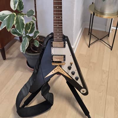 2003 Epiphone Flying V Korina MIK Korean Gibson Logo Ebony Black Guitar image 3