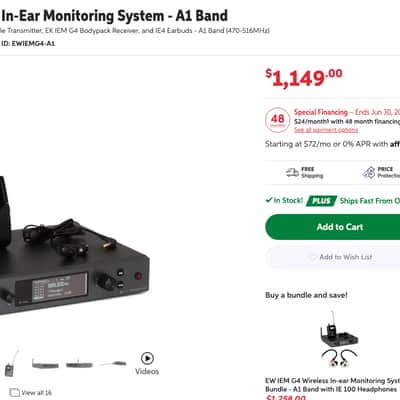 Sennheiser EW IEM G4 -A1 Wireless In-Ear Monitoring System (A1-Band: 470-516 MHz) 2010s - Black image 2